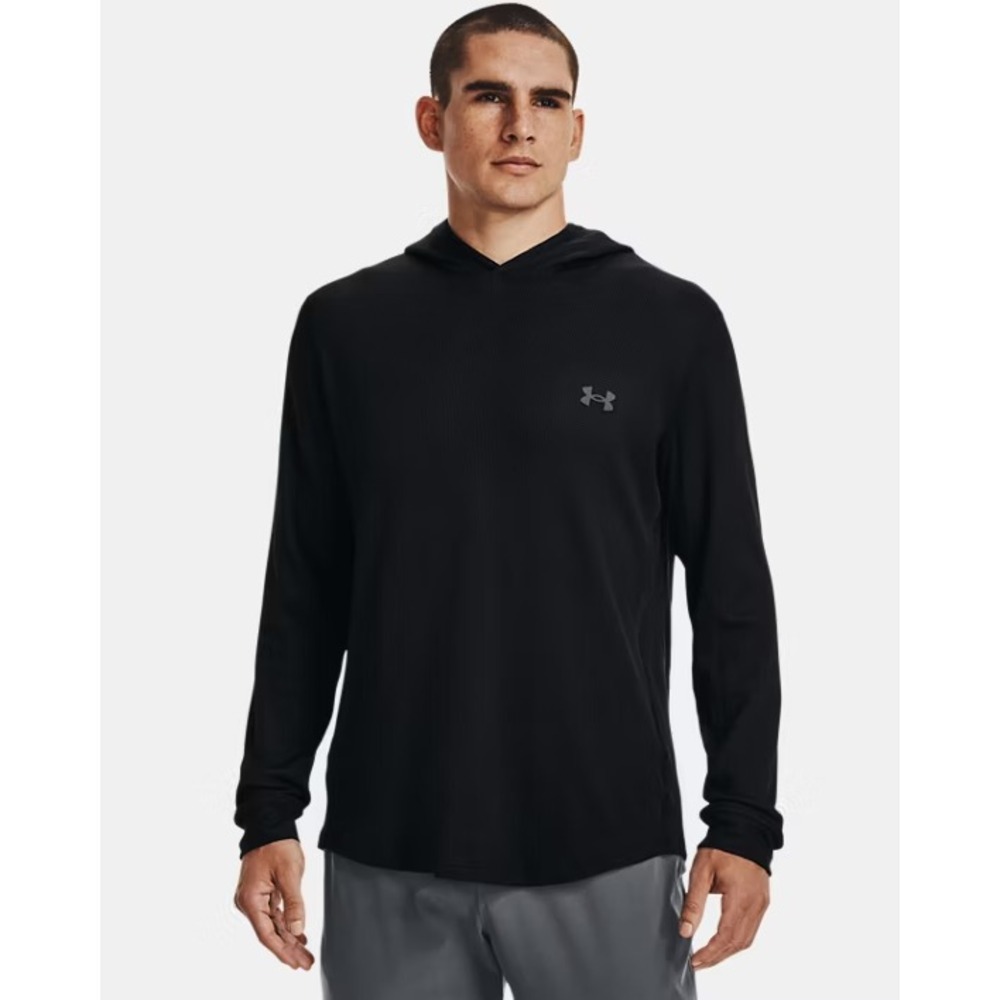 Under Armour Men's UA Waffle Hoodie Long Sleeve Shirt L Black 1302362-001 NWT